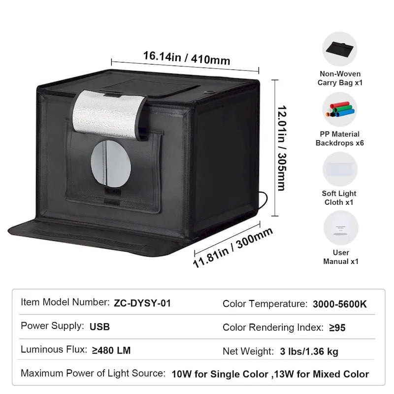 Boîte à lumière pour studio photo de produits