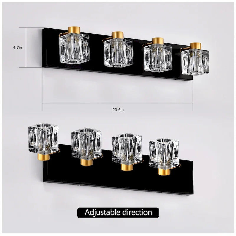 Metal Modern Vanity Lights with Crystal Glass Shade - Gold - image 4