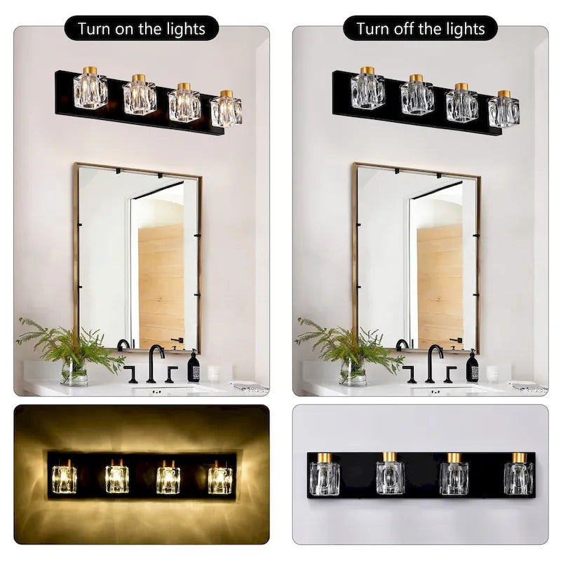 Metal Modern Vanity Lights with Crystal Glass Shade - Gold - image 7