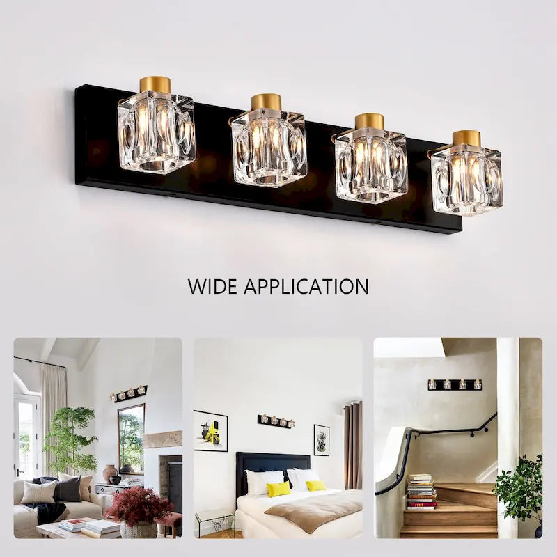 Metal Modern Vanity Lights with Crystal Glass Shade - Gold - image 11
