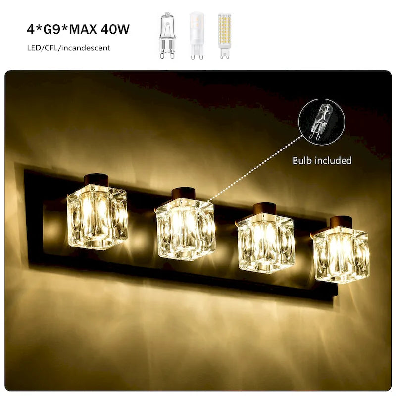 Metal Modern Vanity Lights with Crystal Glass Shade - Gold - image 12