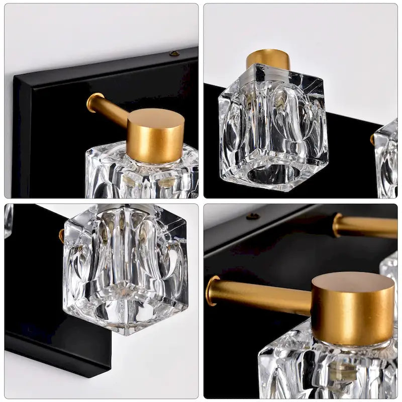 Metal Modern Vanity Lights with Crystal Glass Shade - Gold - image 13