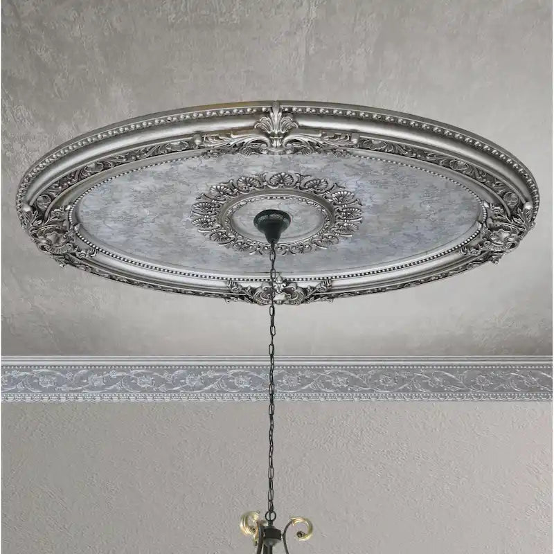 Médaillon de plafond ovale en forme de rocaille dorée