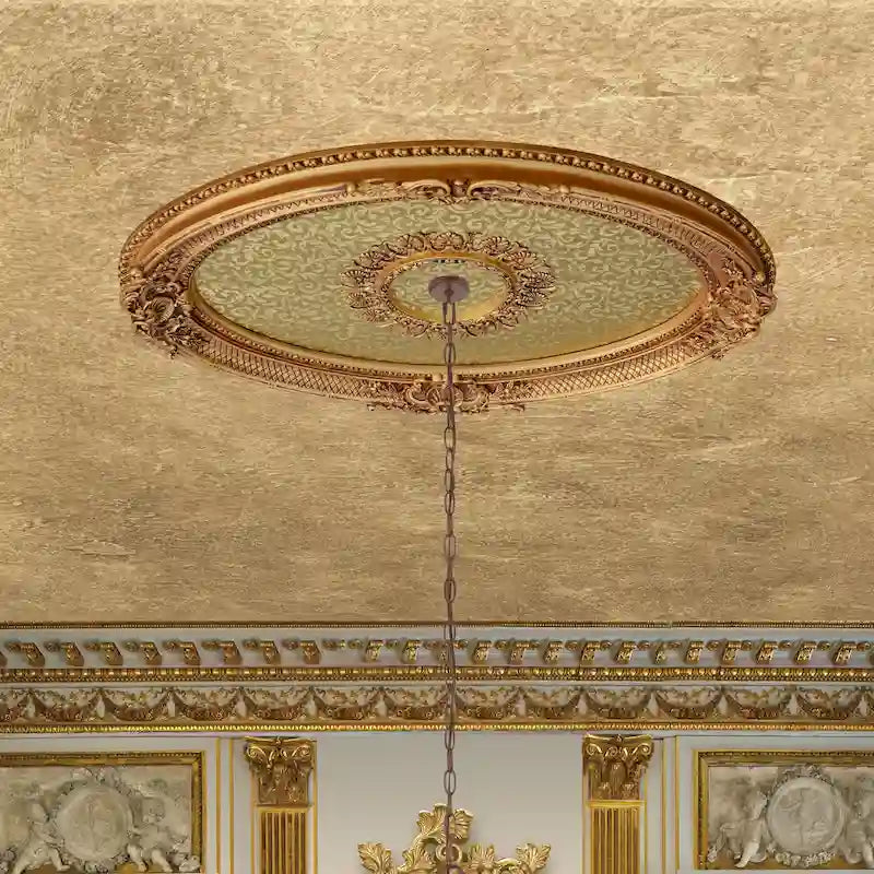 Golden Rocaille Oval Chandelier Ceiling Medallion - image 1