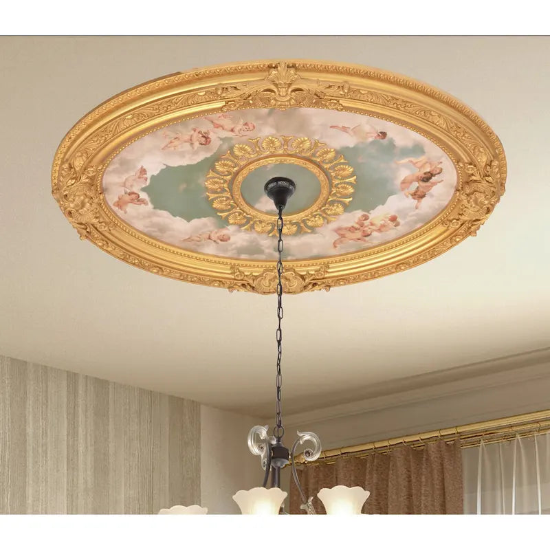 Golden Rocaille Oval Chandelier Ceiling Medallion - image 10