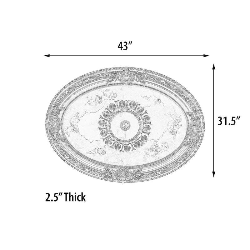 Golden Rocaille Oval Chandelier Ceiling Medallion - image 14