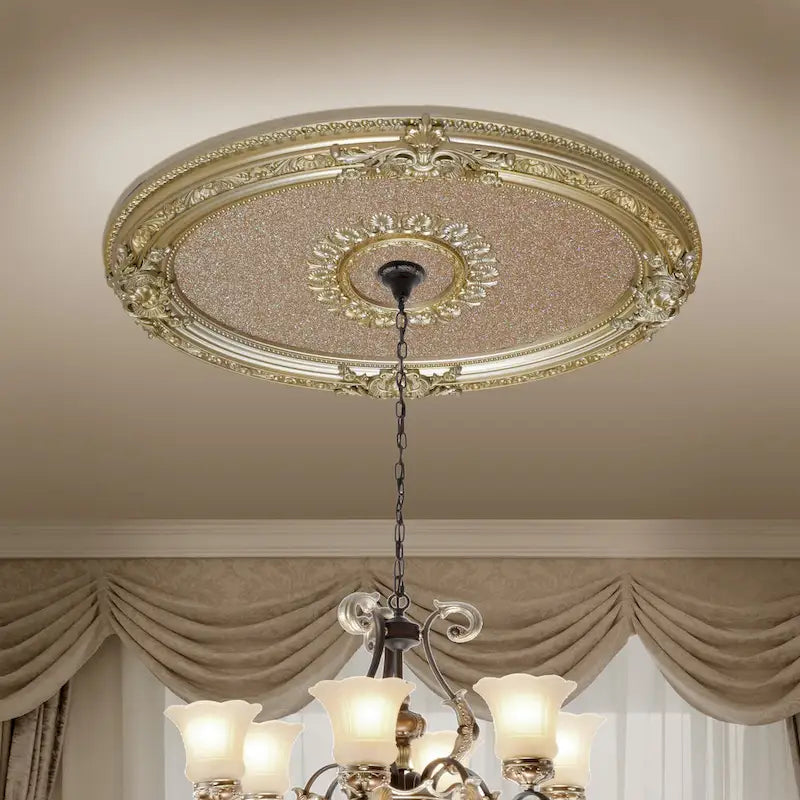 Golden Rocaille Oval Chandelier Ceiling Medallion - image 15