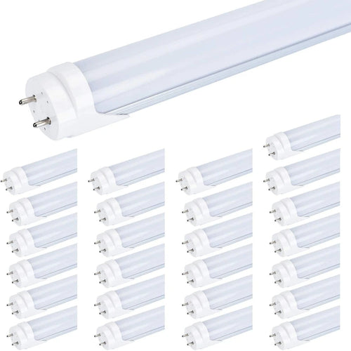 5FT T8 LED Tube Light, Type A Plug& Play, Type B Ballast Bypass Double Ended, 26W=65W, 3000LM, 5000K, Frosted, 25 Pack - image 1