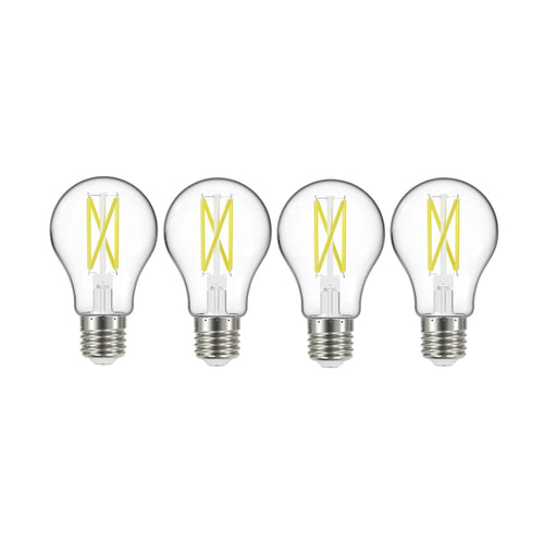 Ampoules LED A19 10,5 W (équivalent 75 W), culot moyen, transparentes, 2700 K, 120 V, lot de 4