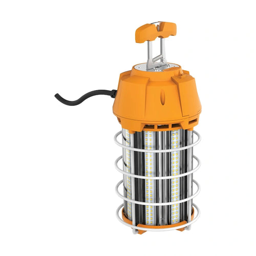 150 Watt LED Hi-Lumen Temporary High Bay Caged Lamp 5000K Integrated Cord and Plug and Hook 120 Volts - Orange - image 1
