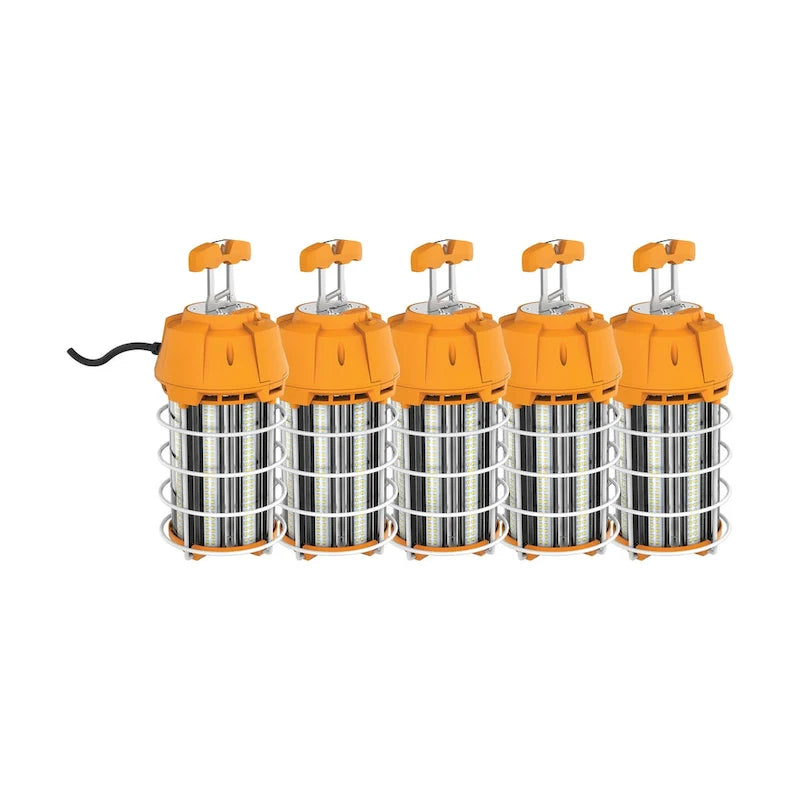 150 Watt LED Hi-Lumen Temporary High Bay Caged Lamp 5000K Integrated Cord and Plug and Hook 120 Volts - Orange - image 2