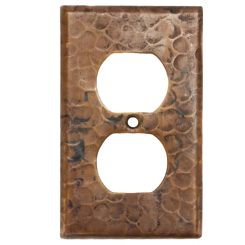 Plaque de prise simple duplex en cuivre Premier Copper Products, cache-prise 2 trous - Quantité : 4 (SO2_PKG4) - Marron