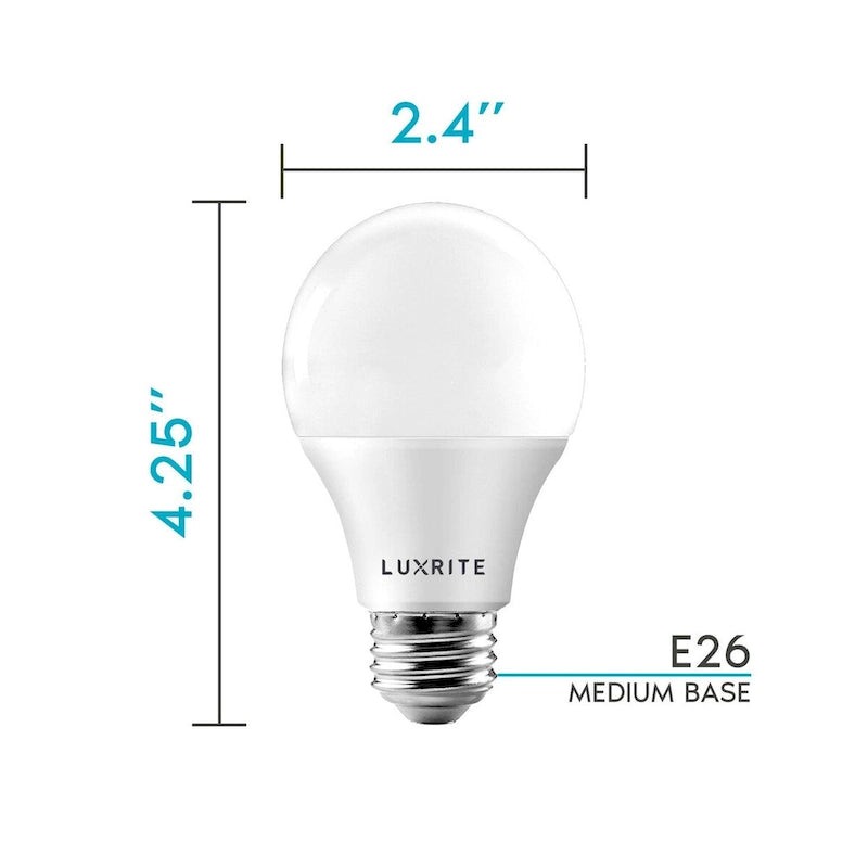 Luxrite A19 LED Light Bulb 60W Equivalent, Dimmable, 800 Lumens, Enclosed Fixture Rated, Energy Star, E26 Base (48 Pack) - image 4