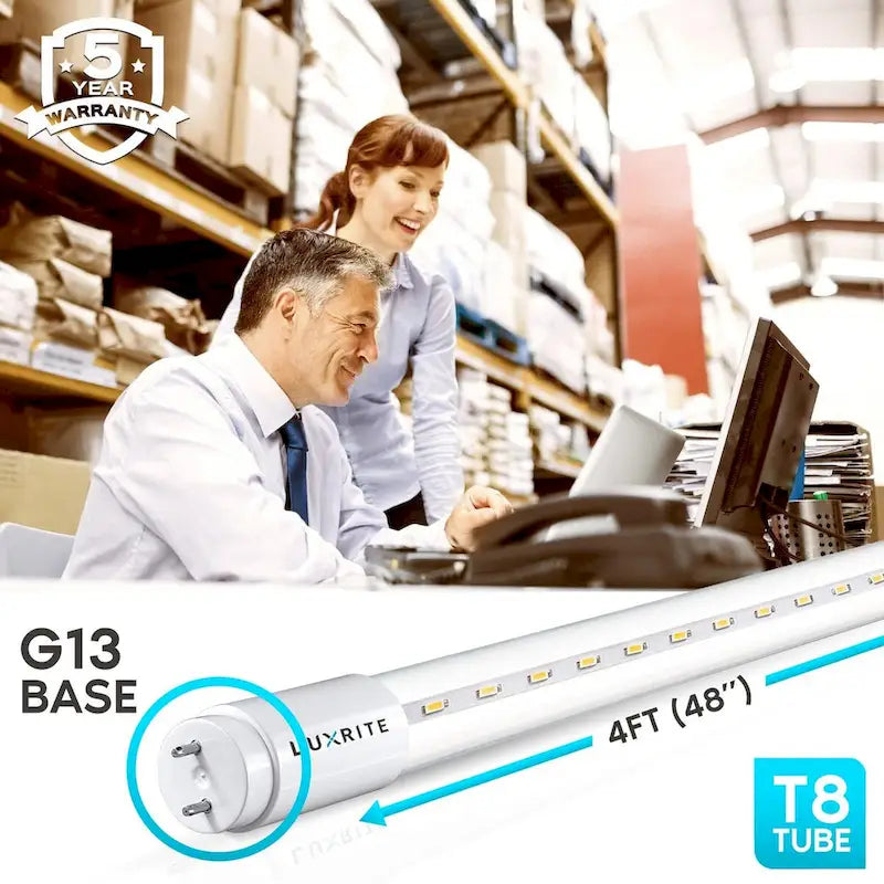 Luxrite 12-Pack 4FT T8 LED Tube Light Ballast and Ballast Bypass 13W=32W Single-End or Double-End Damp Rated UL Listed - image 2