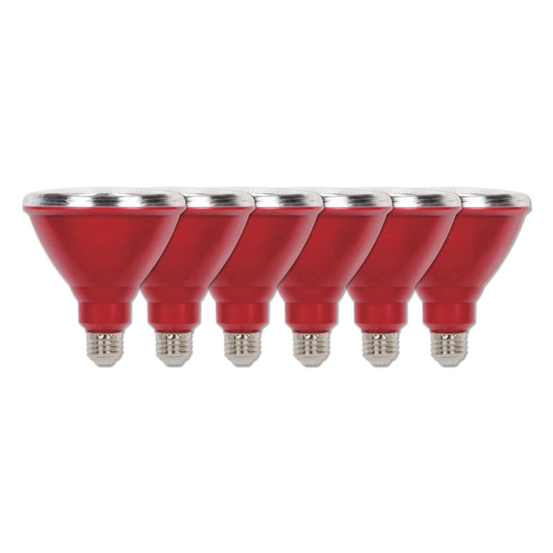 Ampoules LED Westinghouse PAR38 rouges, équivalent 100 W, étanches, pour extérieur, culot moyen - Lot de 6
