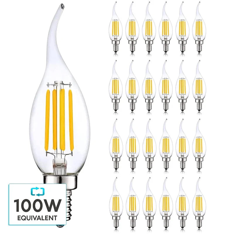 Glass Luxrite Candelabra LED Light Bulbs 100W Equivalent 800 Lumens 7W CA11 Dimmable Damp Rated UL Listed E12 24 Pack - image 1