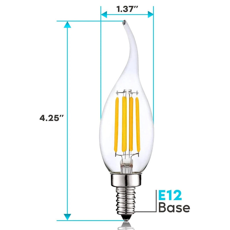 Glass Luxrite Candelabra LED Light Bulbs 100W Equivalent 800 Lumens 7W CA11 Dimmable Damp Rated UL Listed E12 24 Pack - image 4