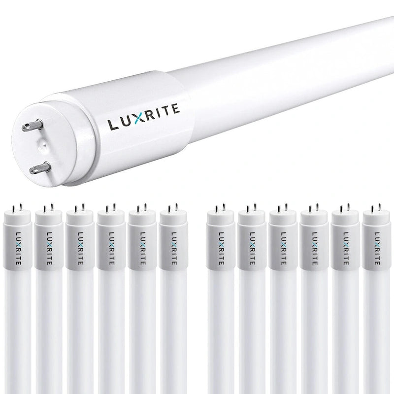 Luxrite 4FT T8 LED Tube Light, Ballast and Ballast Bypass, 13W=32W, 1800 Lumens, Damp Rated 12 Pack - image 1