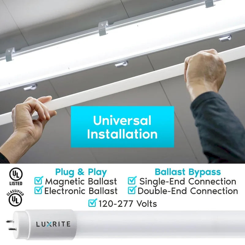 Luxrite 4FT T8 LED Tube Light, Ballast and Ballast Bypass, 13W=32W, 1800 Lumens, Damp Rated 12 Pack - image 2