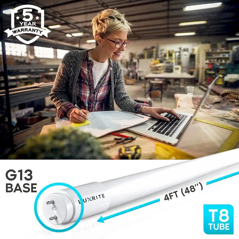 Luxrite 4FT T8 LED Tube Light, Ballast and Ballast Bypass, 13W=32W, 1800 Lumens, Damp Rated 12 Pack - image 16