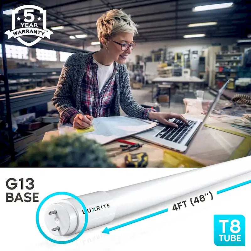 Luxrite 4FT T8 LED Tube Light, Ballast and Ballast Bypass, 13W=32W, 1800 Lumens, Damp Rated 12 Pack - image 20