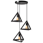 Plafonnier suspendu moderne à 3 ampoules triangulaires, lustre décoratif noir