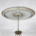 Lustre ovale champagne grand format, médaillon de plafond 79 pouces