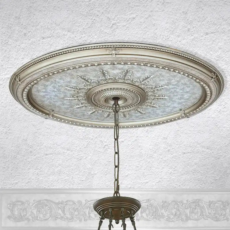 Lustre ovale champagne grand format, médaillon de plafond 79 pouces