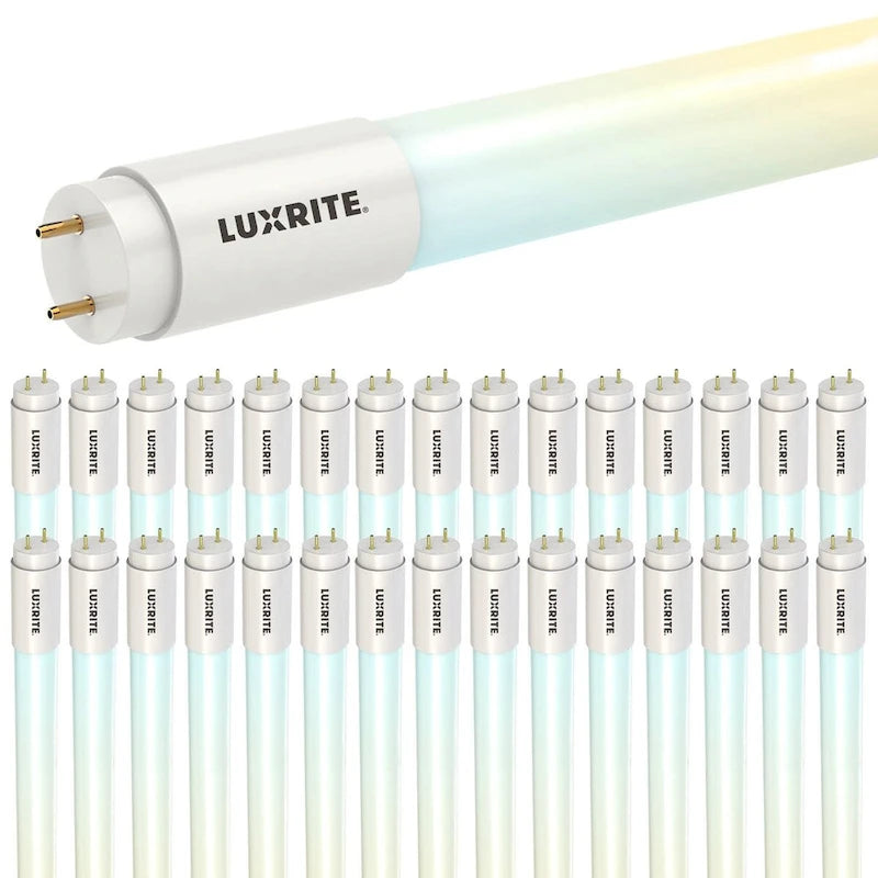 Glass Luxrite 30-Pack 4FT T8 LED Tube Lights, 12W/15W/18W Tunable, 5CCT 3000K-6500K, Ballast Bypass, Up to 2250LM, UL, DLC - 30 - image 1