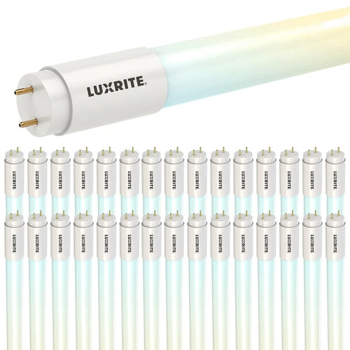 Glass Luxrite 30-Pack 4FT T8 LED Tube Lights, 12W/15W/18W Tunable, 5CCT 3000K-6500K, Ballast Bypass, Up to 2250LM, UL, DLC - 30 - image 1