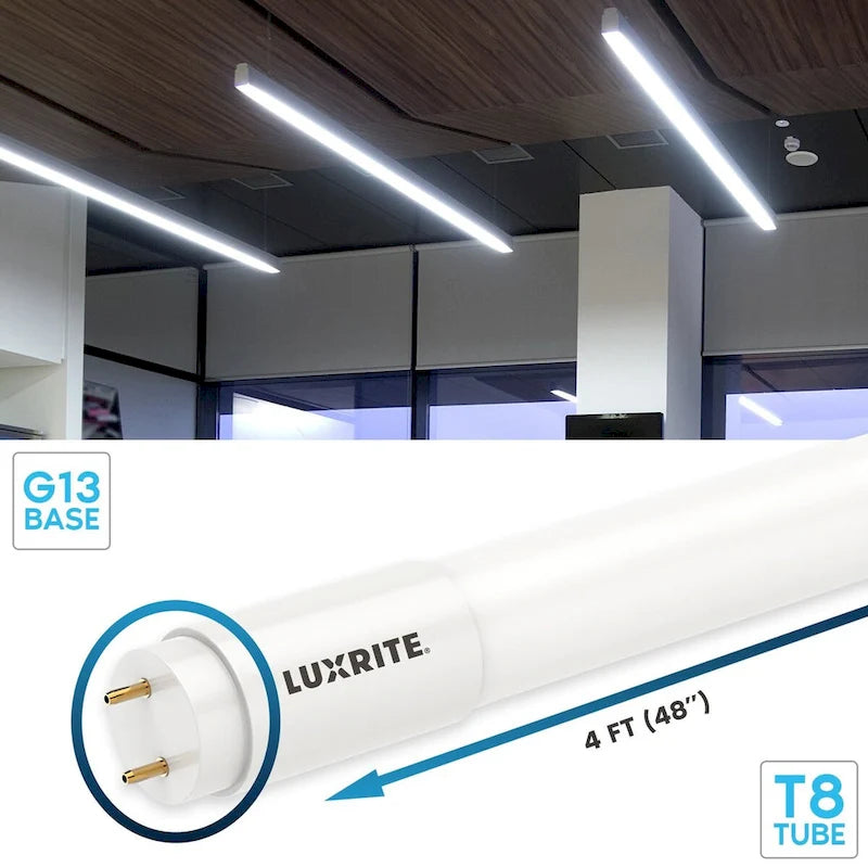 Glass Luxrite 30-Pack 4FT T8 LED Tube Lights, 12W/15W/18W Tunable, 5CCT 3000K-6500K, Ballast Bypass, Up to 2250LM, UL, DLC - 30 - image 4