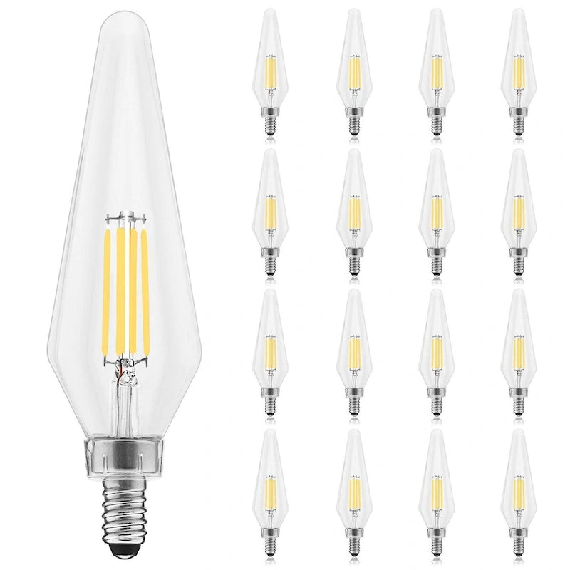 Glass Luxrite E12 Candelabra LED Light Bulbs 60 Watt Equivalent, 2700K Warm White, Enclosed Fixture Rated, Dimmable... - image 1