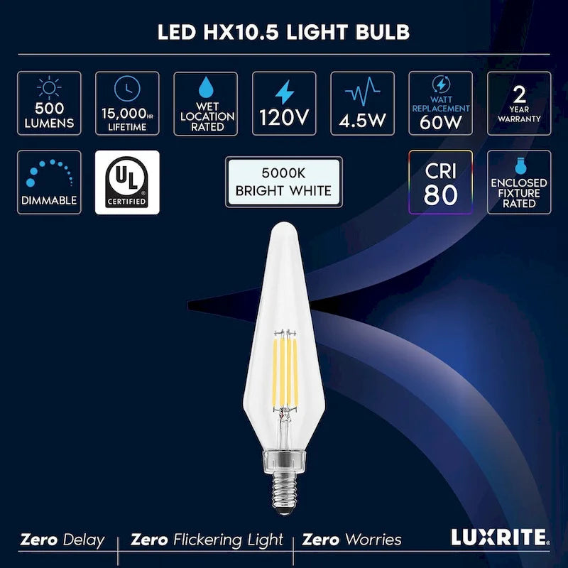 Glass Luxrite E12 Candelabra LED Light Bulbs 60 Watt Equivalent, 2700K Warm White, Enclosed Fixture Rated, Dimmable... - image 7