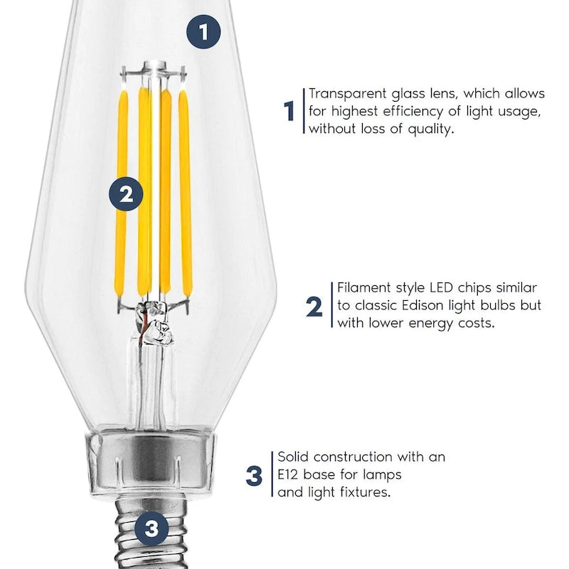 Glass Luxrite E12 Candelabra LED Light Bulbs 60 Watt Equivalent, 2700K Warm White, Enclosed Fixture Rated, Dimmable... - image 12