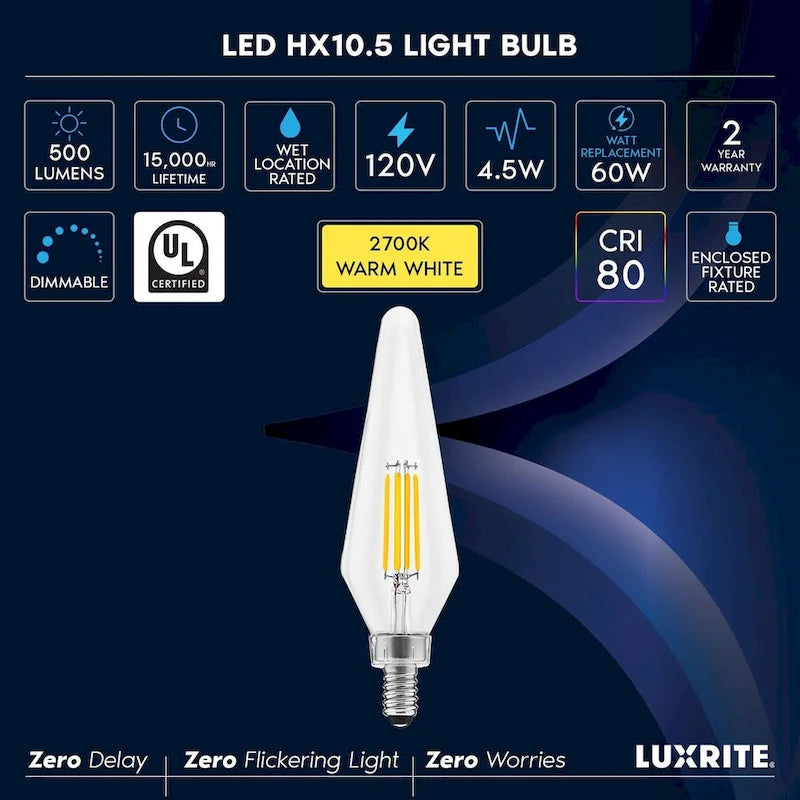 Glass Luxrite E12 Candelabra LED Light Bulbs 60 Watt Equivalent, 2700K Warm White, Enclosed Fixture Rated, Dimmable... - image 14