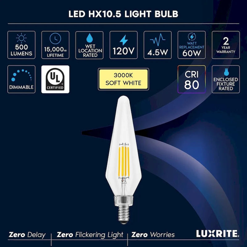 Glass Luxrite E12 Candelabra LED Light Bulbs 60 Watt Equivalent, 2700K Warm White, Enclosed Fixture Rated, Dimmable... - image 18