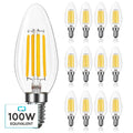 Glass Luxrite Candelabra LED Light Bulbs 100W Equivalent 800 Lumens 7W B11 Dimmable Damp Rated UL Listed E12 12 Pack - image 1
