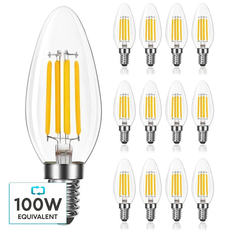 Glass Luxrite Candelabra LED Light Bulbs 100W Equivalent 800 Lumens 7W B11 Dimmable Damp Rated UL Listed E12 12 Pack - image 1
