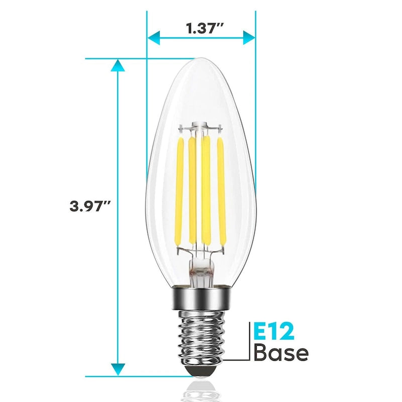Glass Luxrite Candelabra LED Light Bulbs 100W Equivalent 800 Lumens 7W B11 Dimmable Damp Rated UL Listed E12 12 Pack - image 4