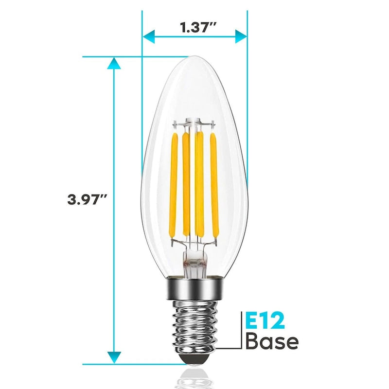Glass Luxrite Candelabra LED Light Bulbs 100W Equivalent 800 Lumens 7W B11 Dimmable Damp Rated UL Listed E12 12 Pack - image 10