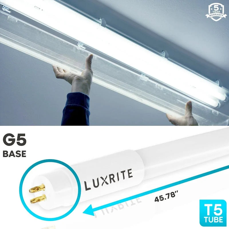 Luxrite 4FT T5 LED Tube Lights, 24W=54W, 45.78", Ballast and Ballast Bypass Compatible, Damp Rated 12 Pack - image 4