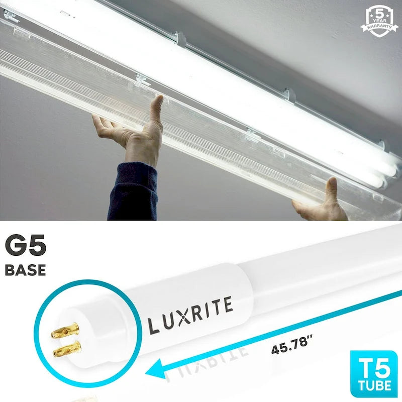 Luxrite 4FT T5 LED Tube Lights, 24W=54W, 45.78", Ballast and Ballast Bypass Compatible, Damp Rated 12 Pack - image 10
