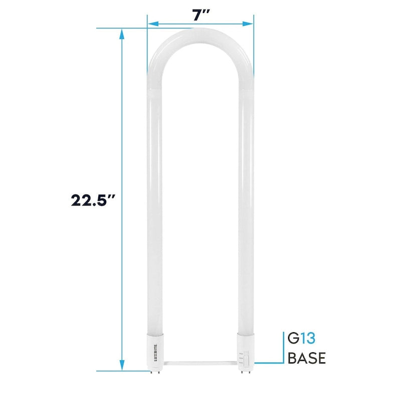 Glass Luxrite U Bend LED Tube Light, T8 T12, 17.5W, 3 CCT, 2100 Lumens Direct or Ballast Bypass UL Listed G13 Base 6-Pack - image 4