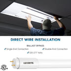 Glass Luxrite 12-Pack 4FT T8 LED Tube Lights, 12W/15W/18W Tunable, 5CCT 3000K-6500K, Ballast Bypass, Up to 2250LM, UL, DLC - 12 - image 3