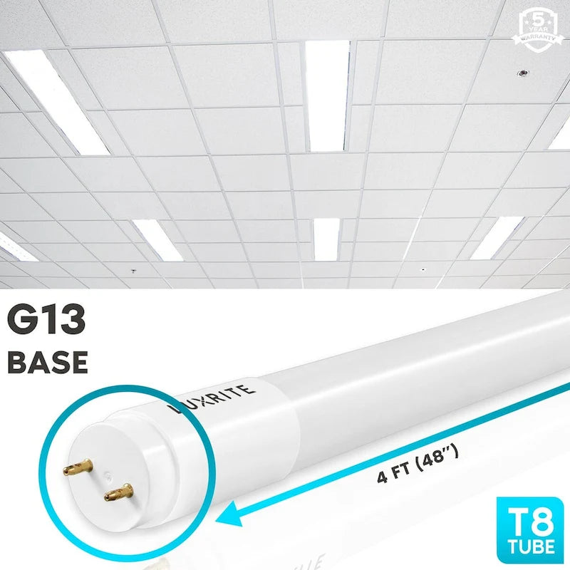 Glass Luxrite 12-Pack 4FT T8 LED Tube Light, 18W=32W, 3 Color Option, Single and Double End Powered, 2340 Lumens, UL, DLC - 12 - image 4