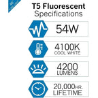 Luxrite (30 Pack) F54T5/841/HO 54W 46 Inch T5 Fluorescent Tube 4100K Cool White 4200 Lumens G5 Mini Bi-Pin Base - image 3