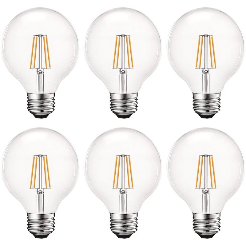 Ampoules LED globe Luxrite 5W Vintage G25 à intensité variable, blanc brillant 5000K, 550 lumens, culot E26 équivalent 60W, lot de 16