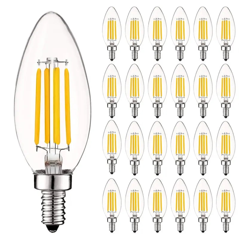 Ampoule LED Luxrite Vintage Candelabra équivalente à 60 W, 550 lm, blanc froid 4000 K, intensité variable 5 W, homologuée UL, culot E12 (paquet de 24)