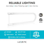 Luxrite U Bend LED Tube Light, T8 T12, 18W (32W Equivalent), 2100 Lumens, Direct or Ballast Bypass, G13 Base (4 Pack) - image 15