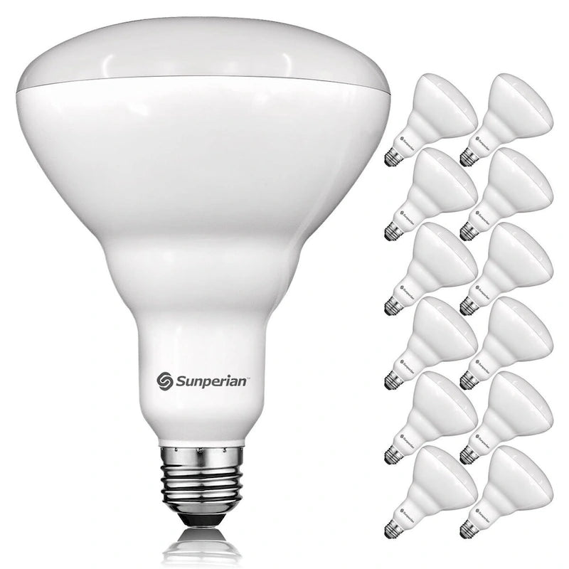 Metal Sunperian 12 Pack BR40 LED Light Bulbs Dimmable Flood Light Bulbs Enclosed Fixture Rated Damp Rated UL Listed E26 Base - 12 Pack - image 1